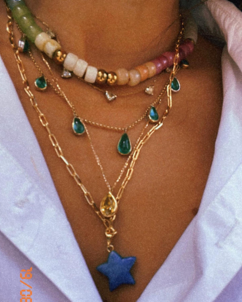 neck mess colorful gemstone choker necklace